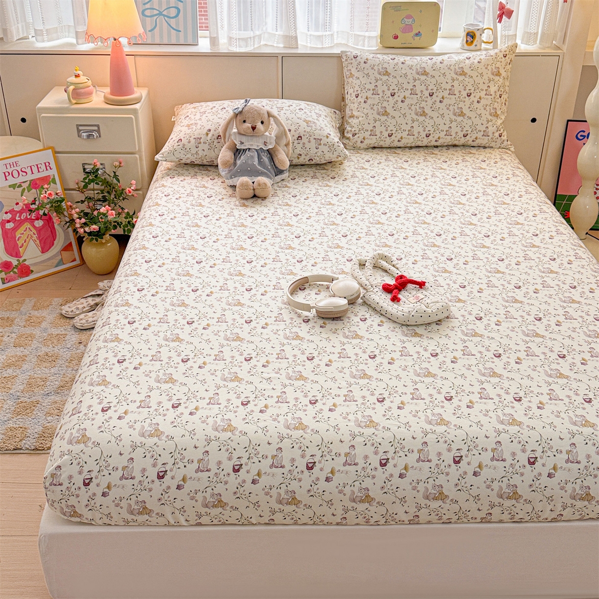 91家纺网 家纺一手货源 找家纺 名兮家居 2026春夏新款A类全棉纯棉老粗布床笠 床笠单件 森林舞会