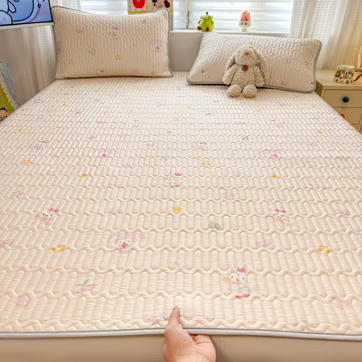 91家纺网 家纺一手货源 找家纺 慕尚家纺 2026新款乳胶凉席夏被空调被夏凉被套装组合 美美乐蒂