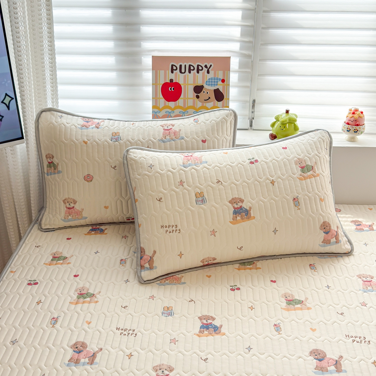 91家纺网 家纺一手货源 找家纺 慕尚家纺 2026新款乳胶凉席夏被空调被夏凉被套装组合 魔法小狗