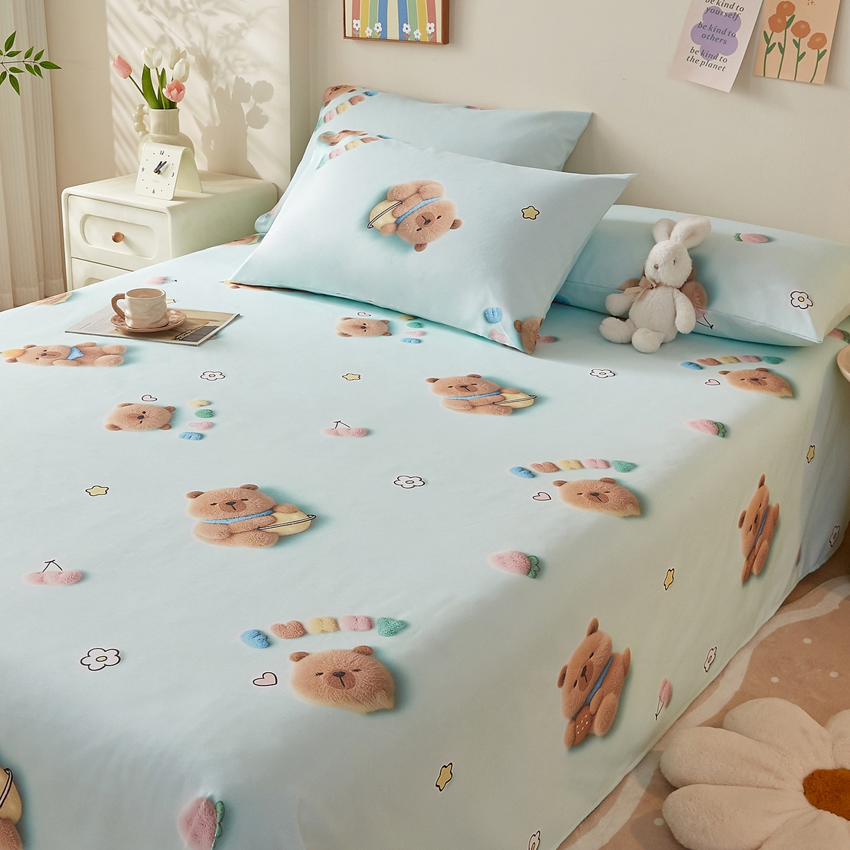 91家纺网 家纺一手货源 找家纺 奇丝雅 2026新款数码印花5D加厚老粗布床单单件双人家用特厚被单三件套学生宿舍床单凉席 清柠卡片