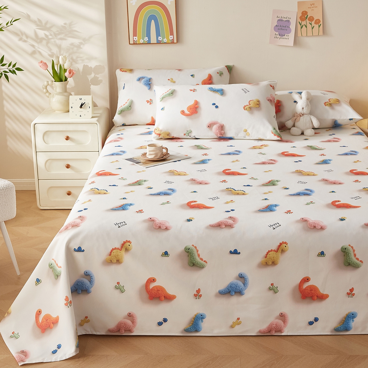 91家纺网 家纺一手货源 找家纺 奇丝雅 2026新款数码印花5D加厚老粗布床单单件双人家用特厚被单三件套学生宿舍床单凉席 彩萌龙园