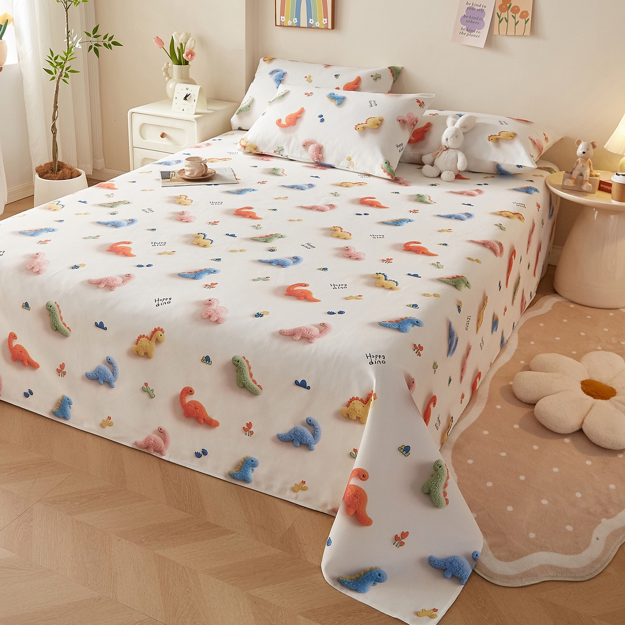 91家纺网 家纺一手货源 找家纺 奇丝雅 2026新款数码印花5D加厚老粗布床单单件双人家用特厚被单三件套学生宿舍床单凉席 彩萌龙园