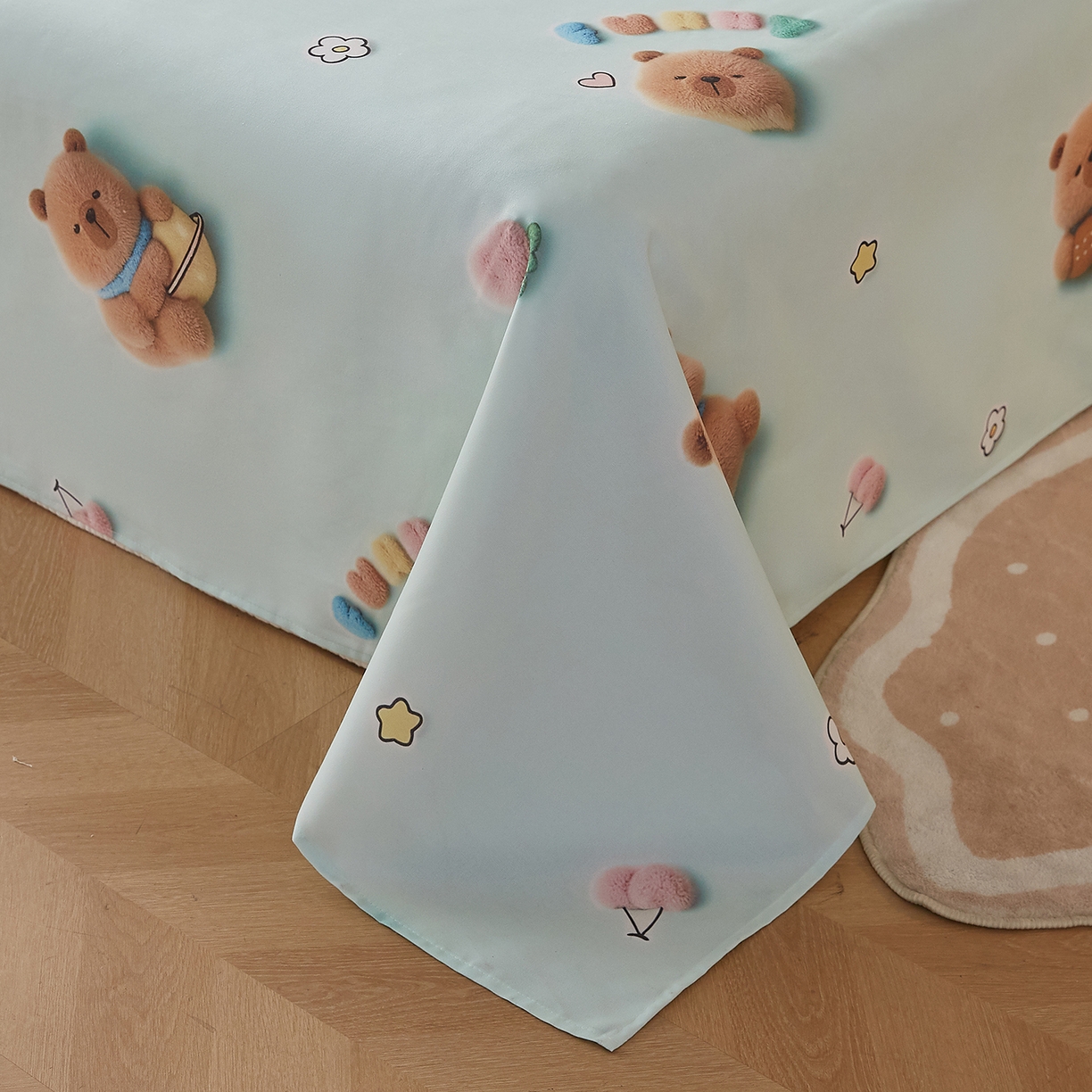 91家纺网 家纺一手货源 找家纺 奇丝雅 2026新款数码印花5D加厚老粗布床单单件双人家用特厚被单三件套学生宿舍床单凉席 清柠卡片