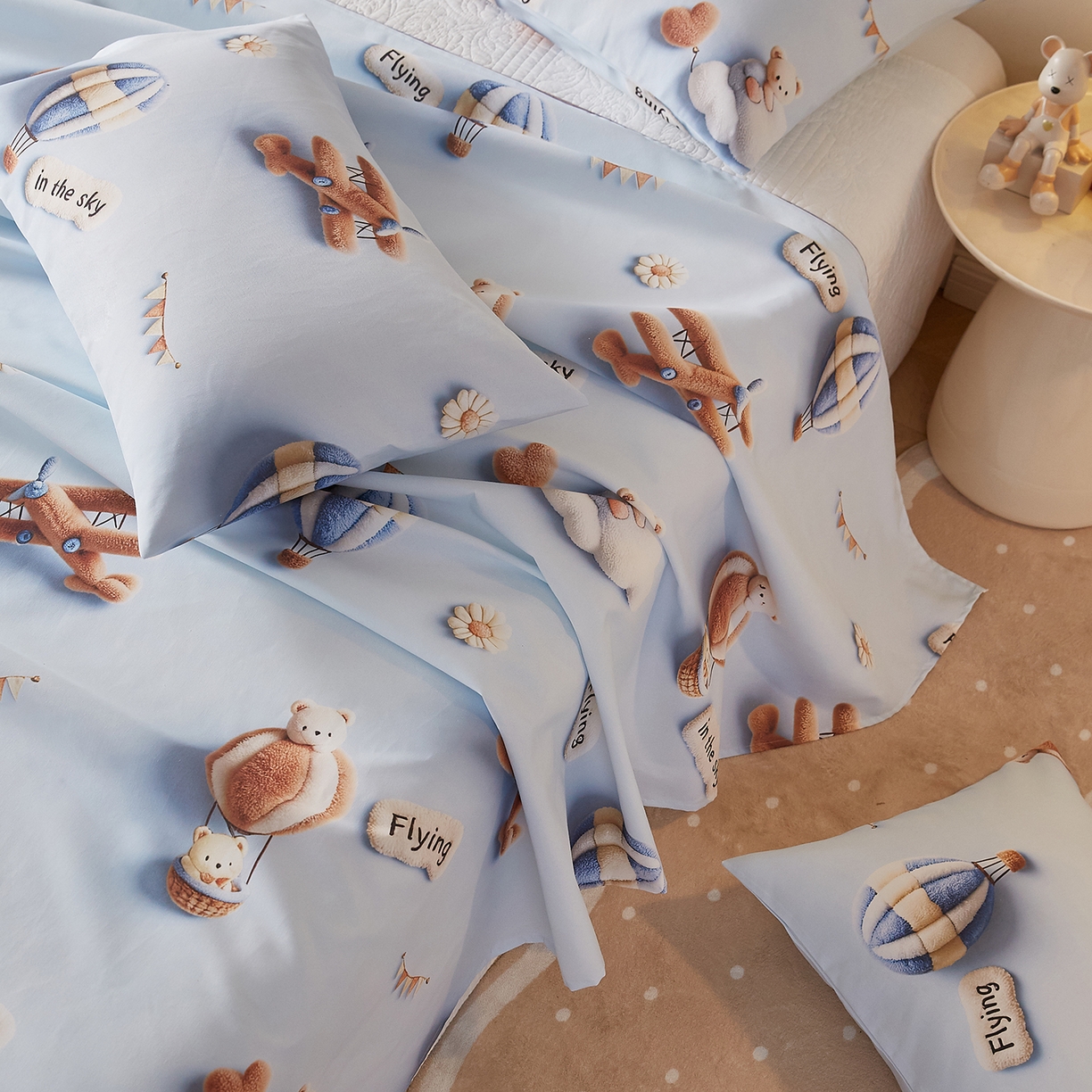 91家纺网 家纺一手货源 找家纺 奇丝雅 2026新款数码印花5D加厚老粗布床单单件双人家用特厚被单三件套学生宿舍床单凉席 飞行中队