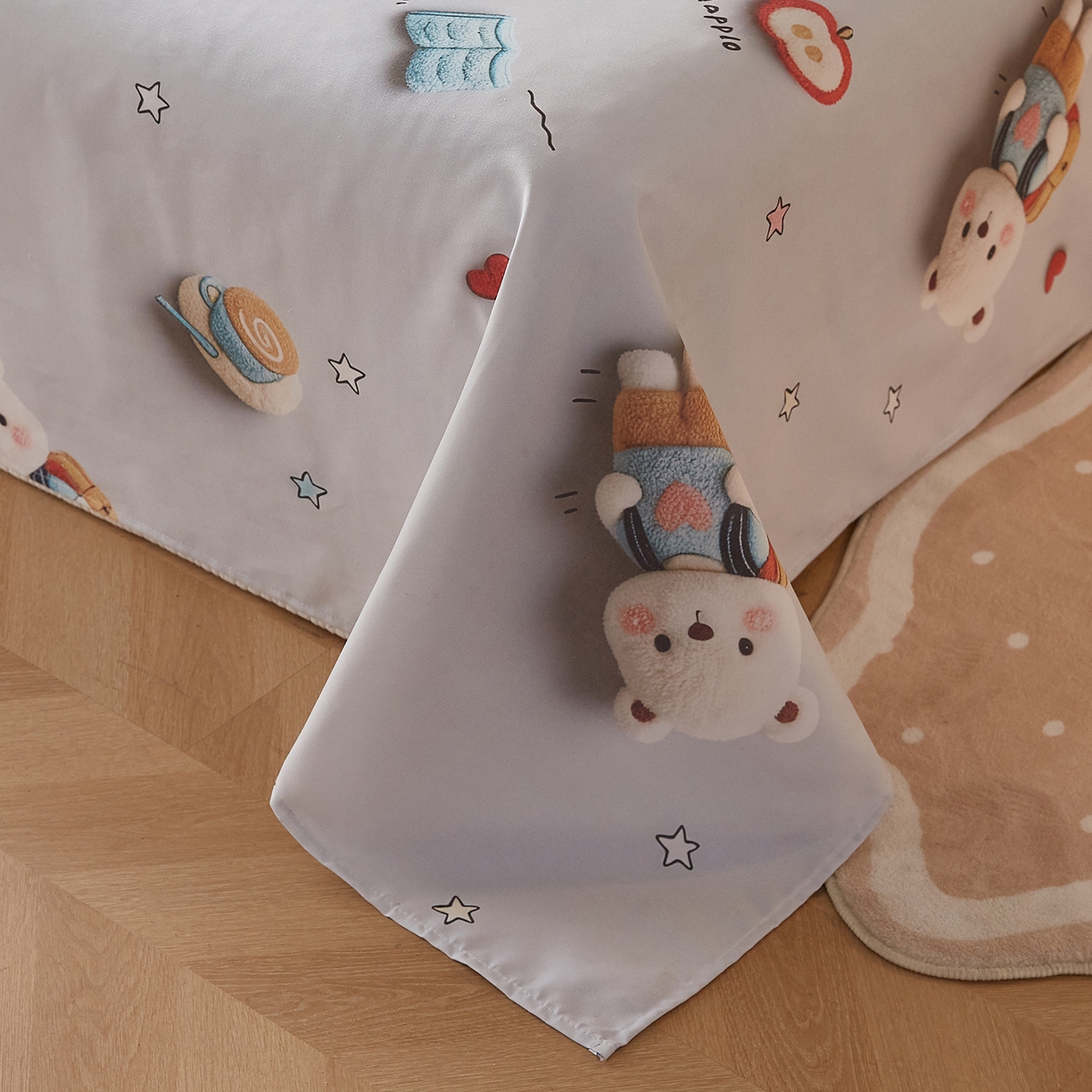 91家纺网 家纺一手货源 找家纺 奇丝雅 2026新款数码印花5D加厚老粗布床单单件双人家用特厚被单三件套学生宿舍床单凉席 学士熊