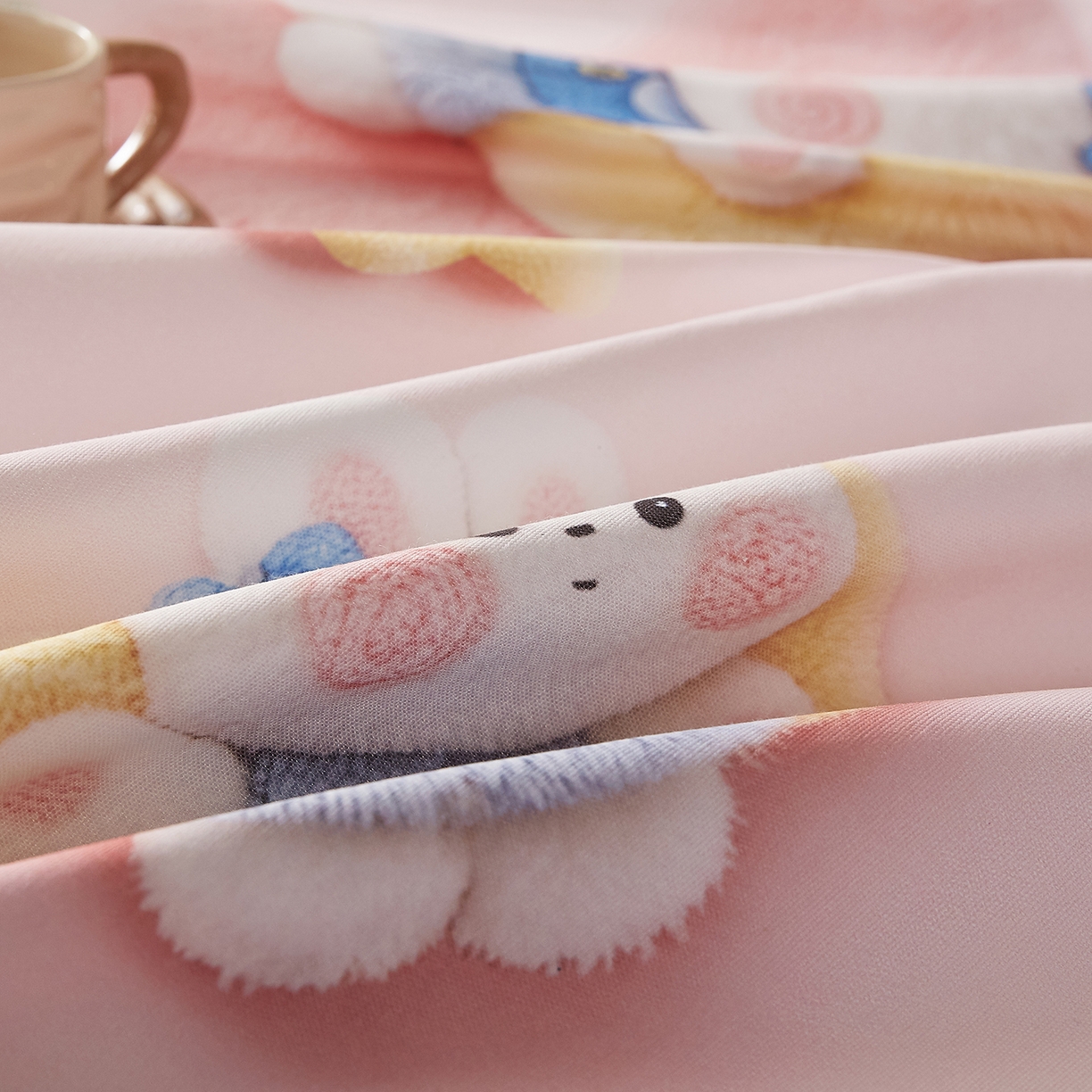 91家纺网 家纺一手货源 找家纺 奇丝雅 2026新款数码印花5D加厚老粗布床单单件双人家用特厚被单三件套学生宿舍床单凉席 甜心兔语