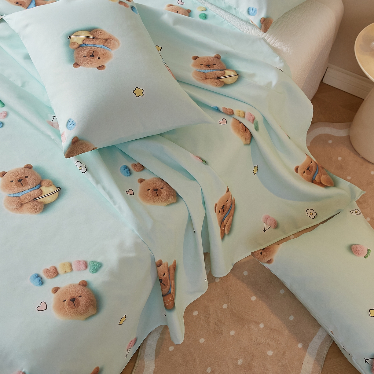 91家纺网 家纺一手货源 找家纺 奇丝雅 2026新款数码印花5D加厚老粗布床单单件双人家用特厚被单三件套学生宿舍床单凉席 清柠卡片