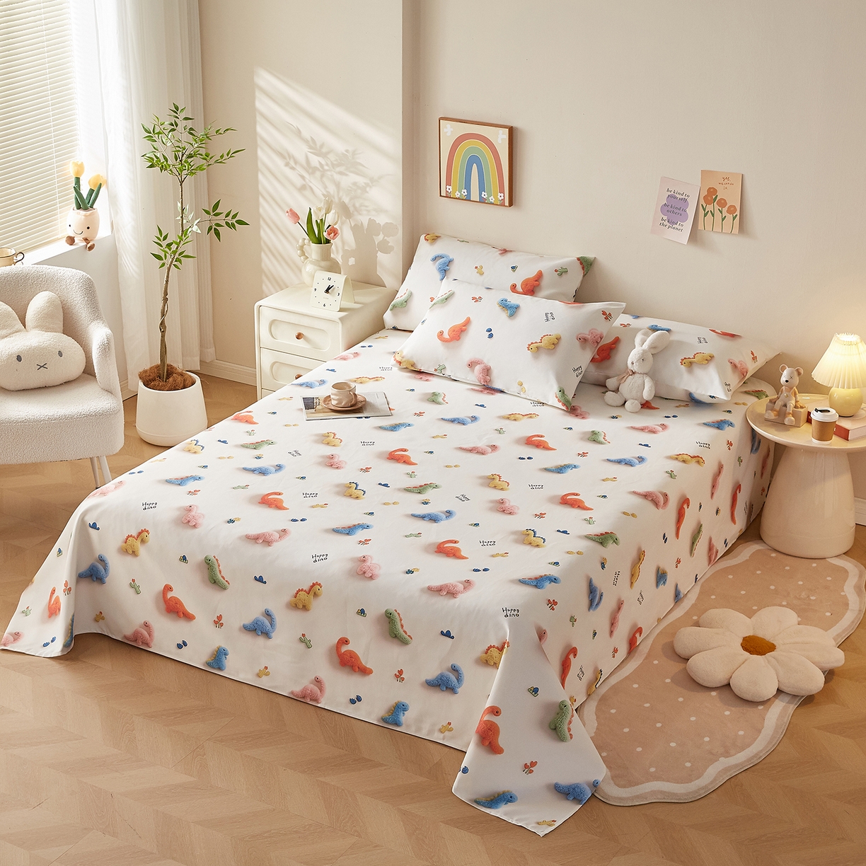 91家纺网 家纺一手货源 找家纺 奇丝雅 2026新款数码印花5D加厚老粗布床单单件双人家用特厚被单三件套学生宿舍床单凉席 彩萌龙园