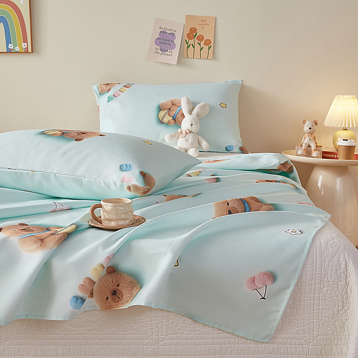 91家纺网 家纺一手货源 找家纺 奇丝雅 2026新款数码印花5D加厚老粗布床单单件双人家用特厚被单三件套学生宿舍床单凉席 清柠卡片