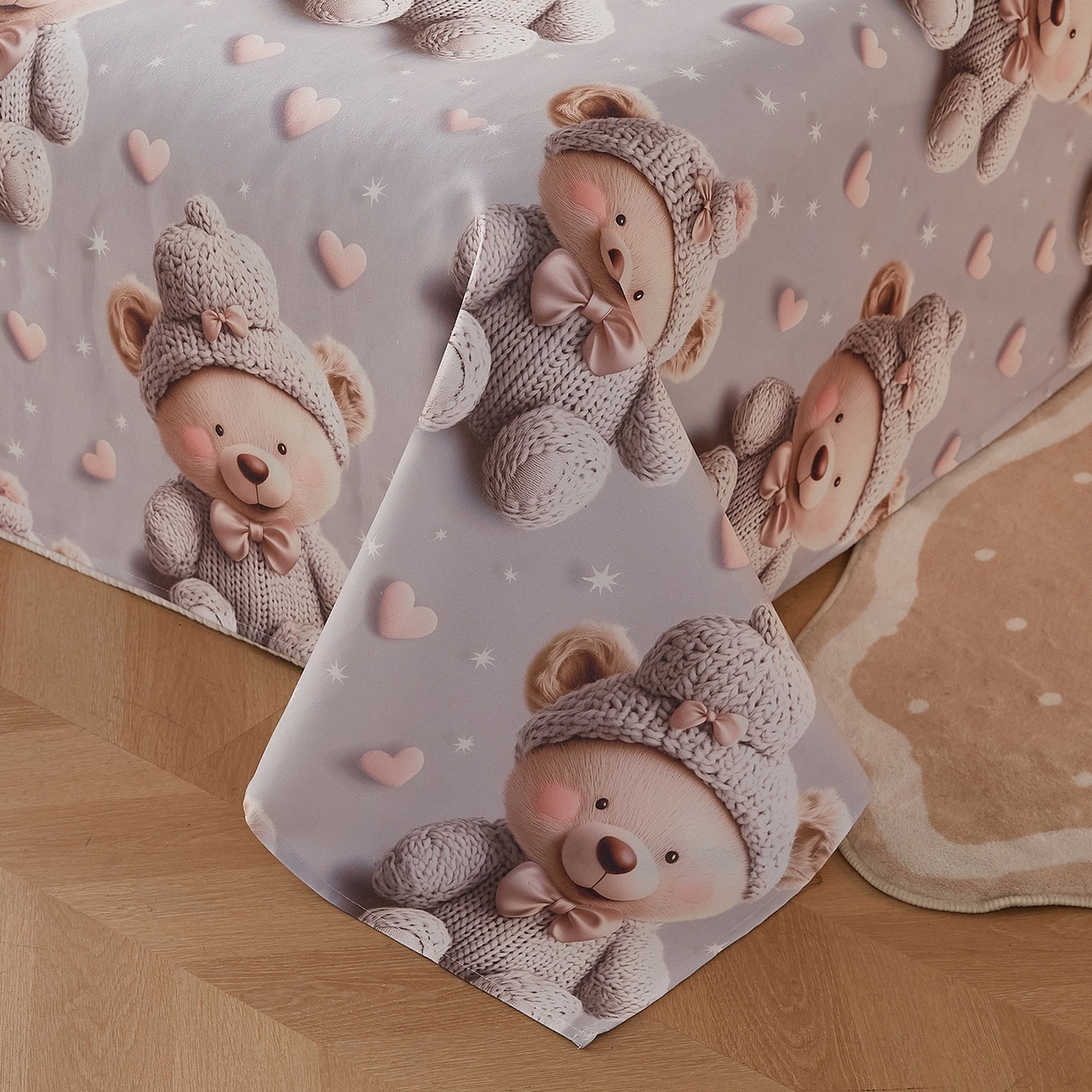 91家纺网 家纺一手货源 找家纺 奇丝雅 2026新款数码印花5D加厚老粗布床单单件双人家用特厚被单三件套学生宿舍床单凉席 哈尼熊