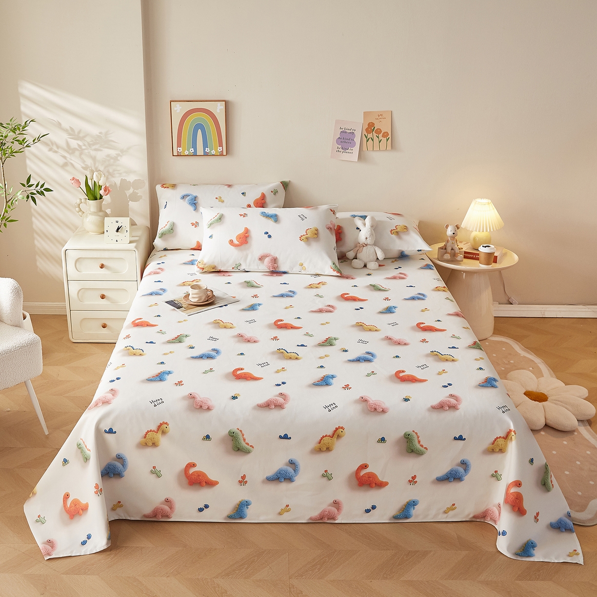 91家纺网 家纺一手货源 找家纺 奇丝雅 2026新款数码印花5D加厚老粗布床单单件双人家用特厚被单三件套学生宿舍床单凉席 彩萌龙园