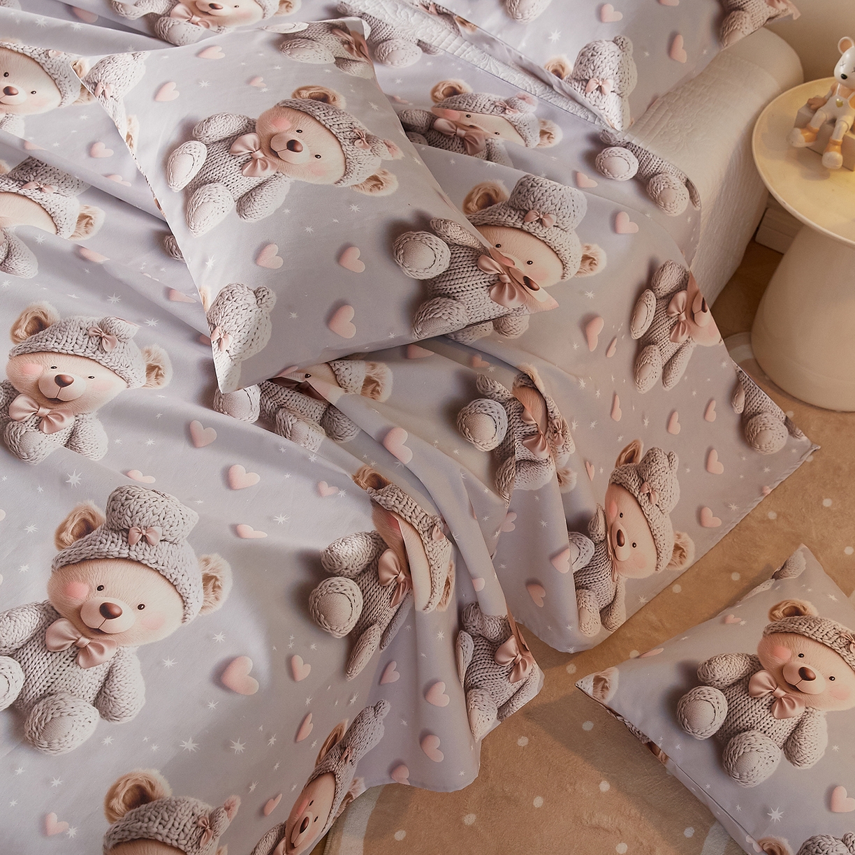 91家纺网 家纺一手货源 找家纺 奇丝雅 2026新款数码印花5D加厚老粗布床单单件双人家用特厚被单三件套学生宿舍床单凉席 哈尼熊