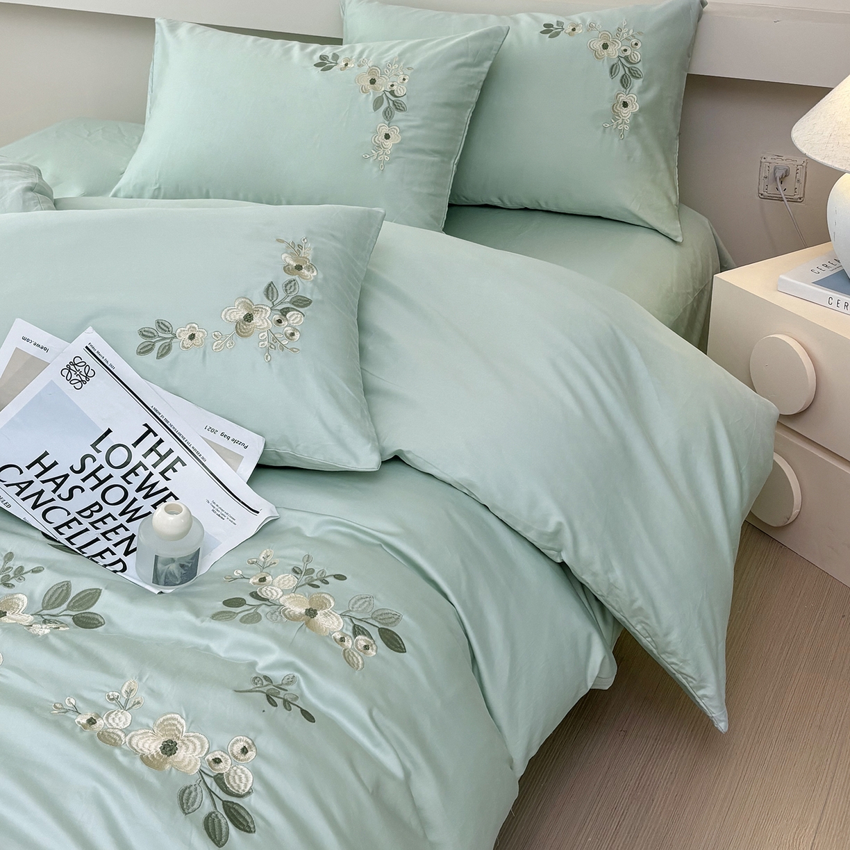 91家纺网 家纺一手货源 找家纺 （总）合欢（原天一阁） 2026春夏新款50s双股长绒棉100支刺绣全棉纯棉四件套礼盒装