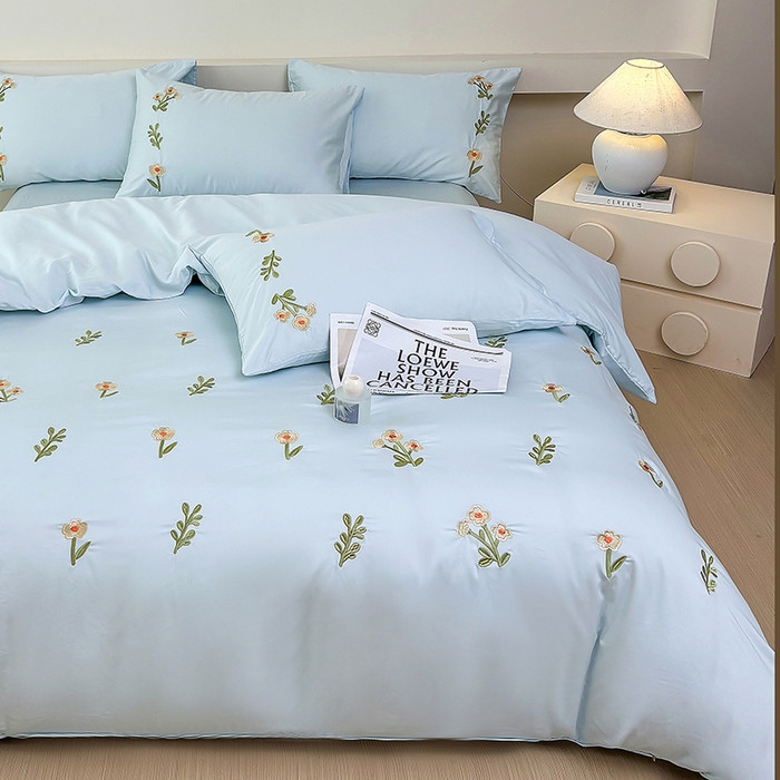 91家纺网 家纺一手货源 找家纺 （总）合欢（原天一阁） 2026春夏新款50s双股长绒棉100支刺绣全棉纯棉四件套礼盒装