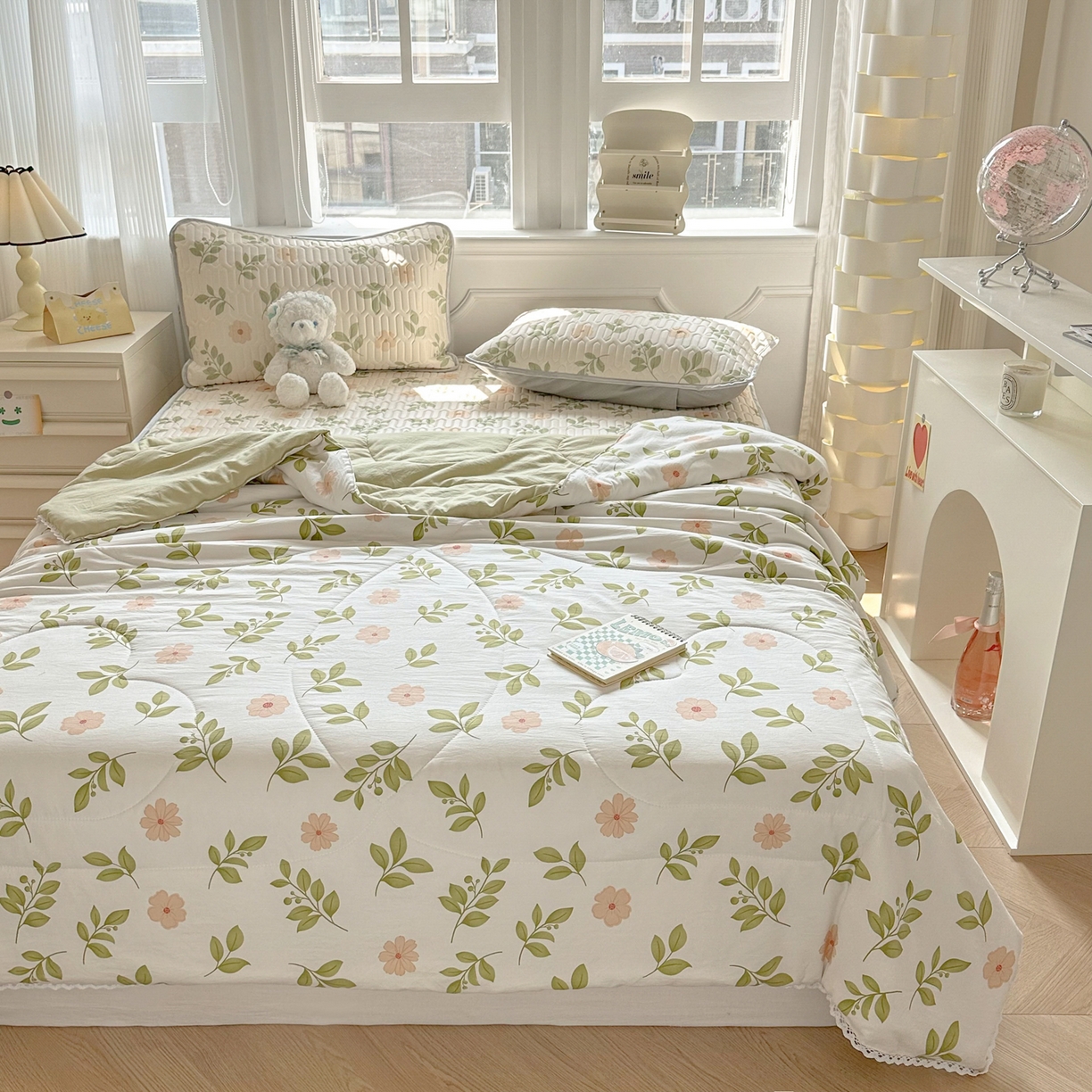 91家纺网 家纺一手货源 找家纺 慕尚家纺 2026新款乳胶凉席夏被空调被夏凉被套装组合 仙草