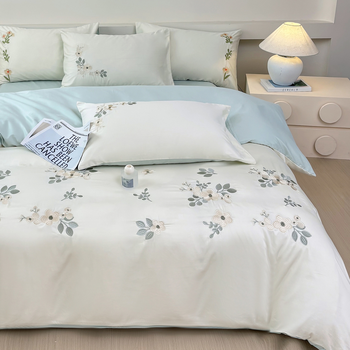 91家纺网 家纺一手货源 找家纺 （总）合欢（原天一阁） 2026春夏新款50s双股长绒棉100支刺绣全棉纯棉四件套礼盒装