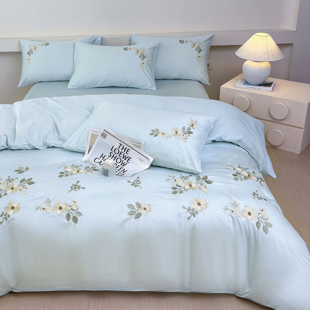 91家纺网 家纺一手货源 找家纺 （总）合欢（原天一阁） 2026春夏新款50s双股长绒棉100支刺绣全棉纯棉四件套礼盒装