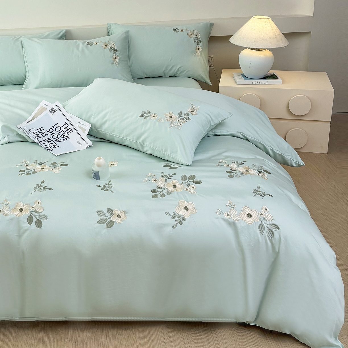 91家纺网 家纺一手货源 找家纺 （总）合欢（原天一阁） 2026春夏新款50s双股长绒棉100支刺绣全棉纯棉四件套礼盒装