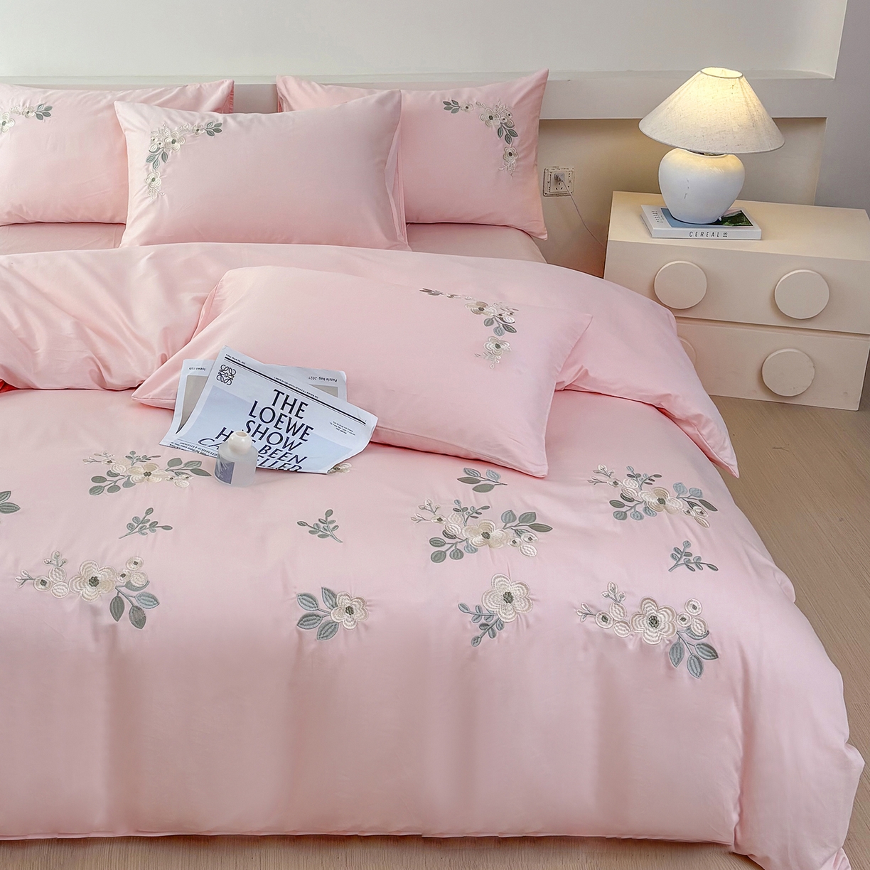 91家纺网 家纺一手货源 找家纺 （总）合欢（原天一阁） 2026春夏新款50s双股长绒棉100支刺绣全棉纯棉四件套礼盒装