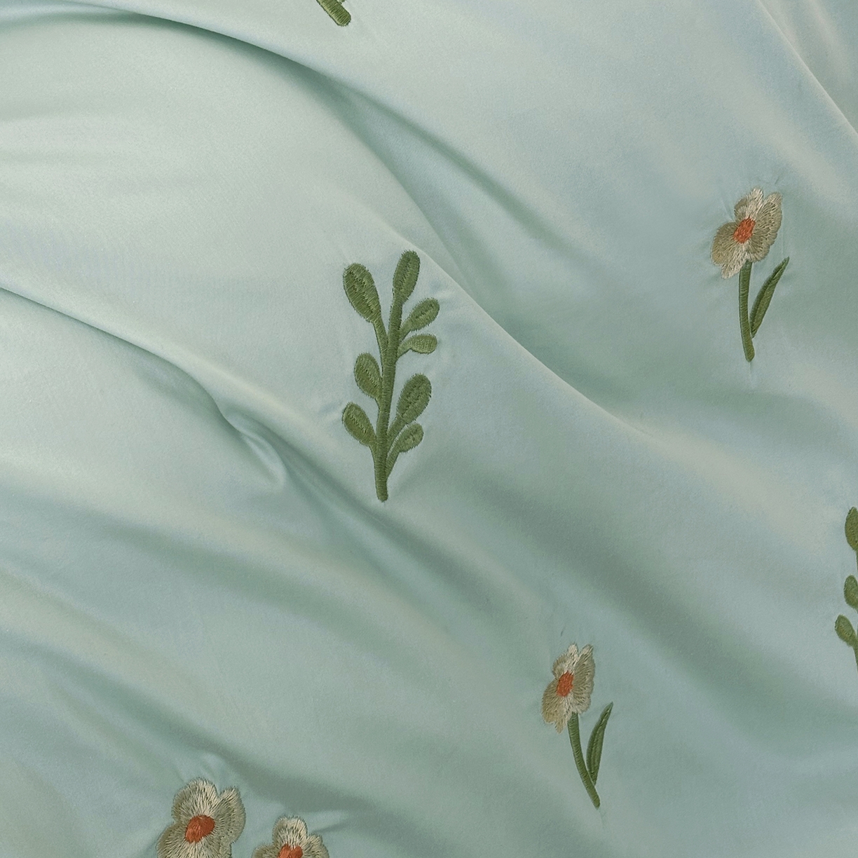 91家纺网 家纺一手货源 找家纺 合欢（原天一阁） 2026春夏新款50s双股长绒棉100支刺绣全棉纯棉四件套礼盒装 花颜-青柠绿