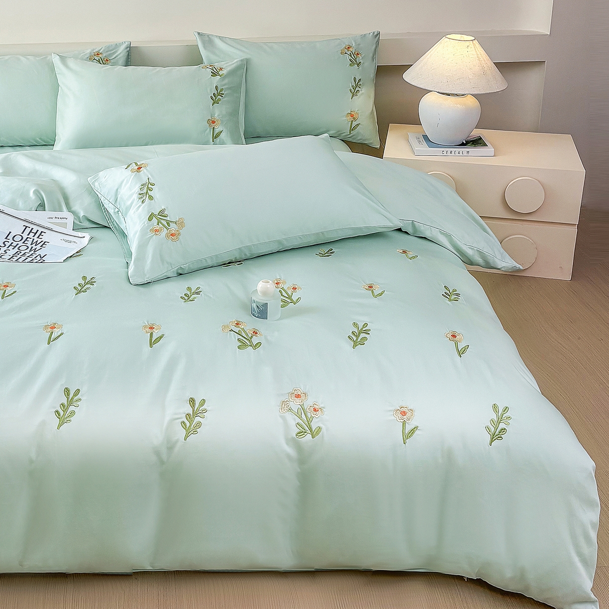 91家纺网 家纺一手货源 找家纺 （总）合欢（原天一阁） 2026春夏新款50s双股长绒棉100支刺绣全棉纯棉四件套礼盒装