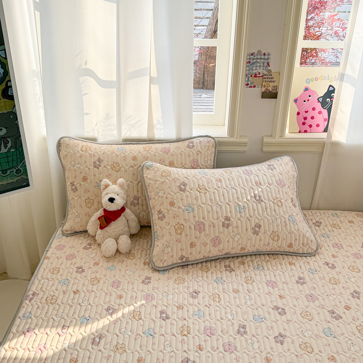 91家纺网 家纺一手货源 找家纺 慕尚家纺 2026新款乳胶凉席夏被空调被夏凉被套装组合 小奶狗