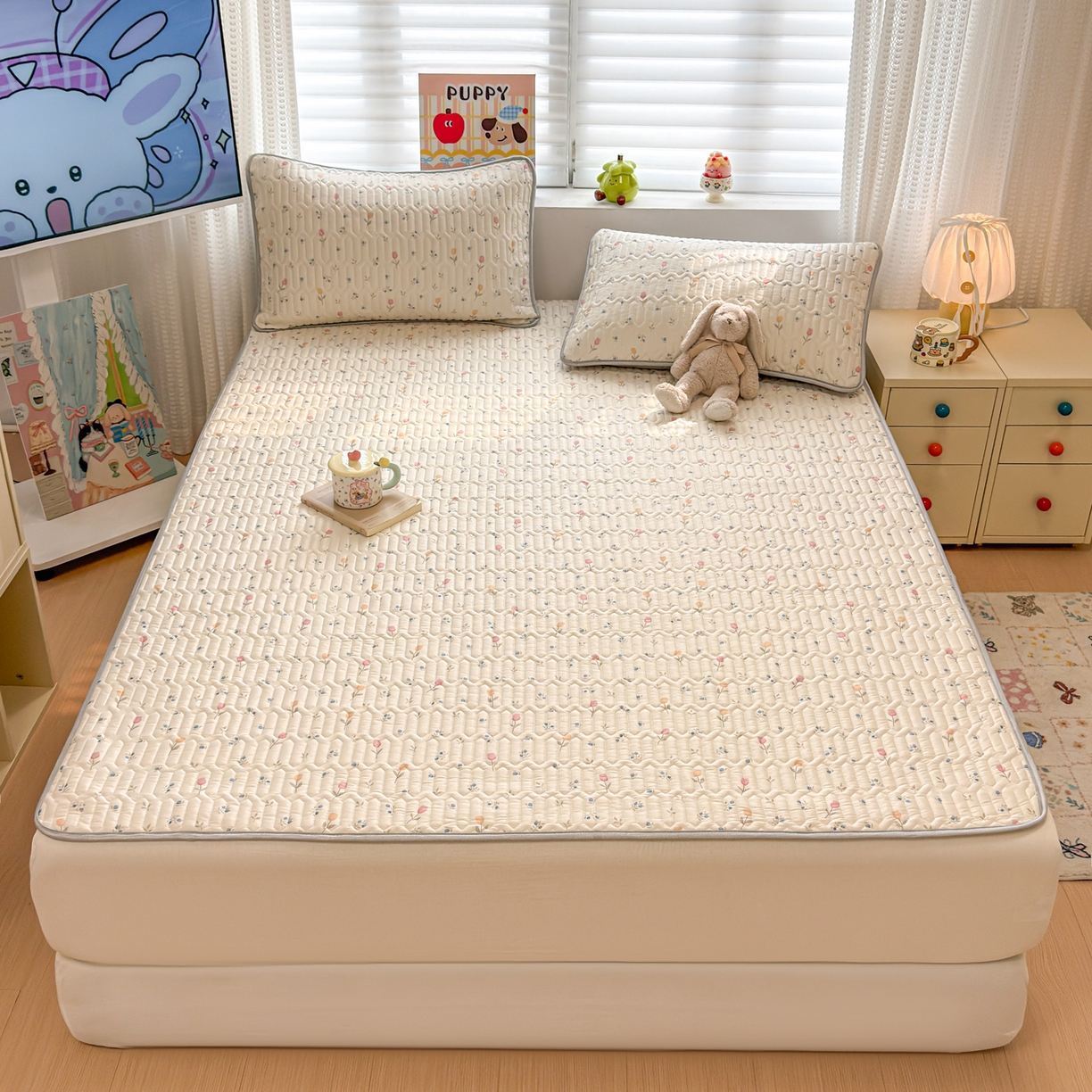 91家纺网 家纺一手货源 找家纺 慕尚家纺 2026新款乳胶凉席夏被空调被夏凉被套装组合 小仙朵儿