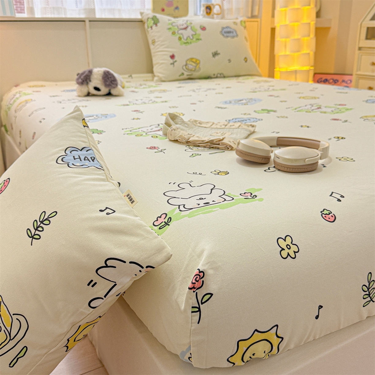 91家纺网 家纺一手货源 找家纺 名兮家居 2026春夏新款A类全棉纯棉老粗布床笠 床笠单件 休闲时光