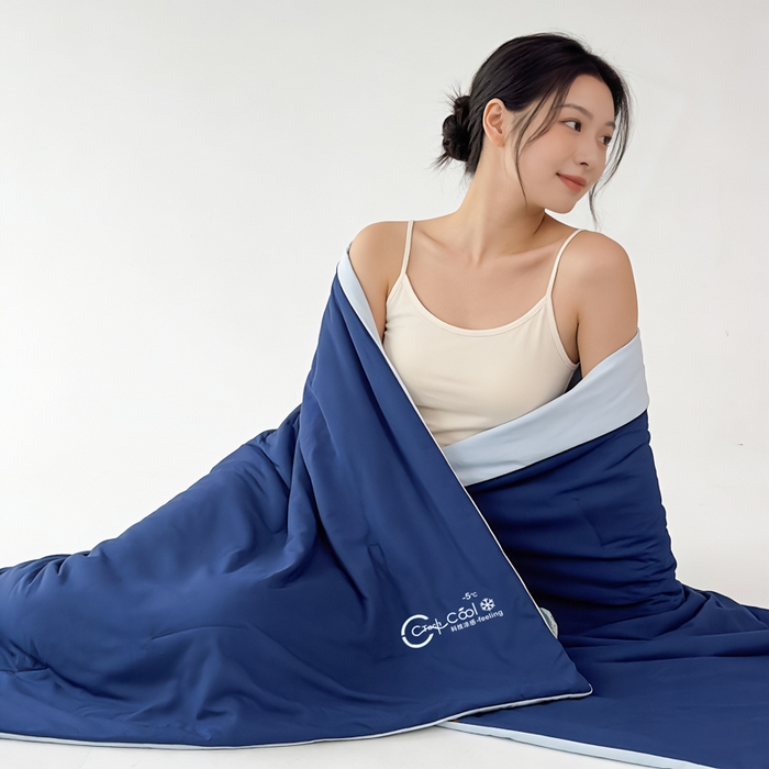 91家纺网 家纺一手货源 找家纺 蓝雀翎 2026新款凉感丝抗菌夏被 深睡蓝