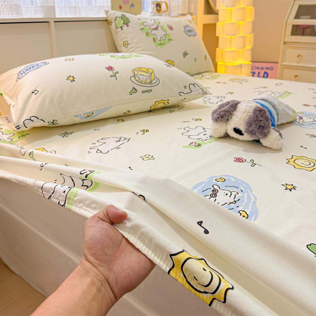 91家纺网 家纺一手货源 找家纺 名兮家居 2026春夏新款A类全棉纯棉老粗布床笠 床笠单件 休闲时光