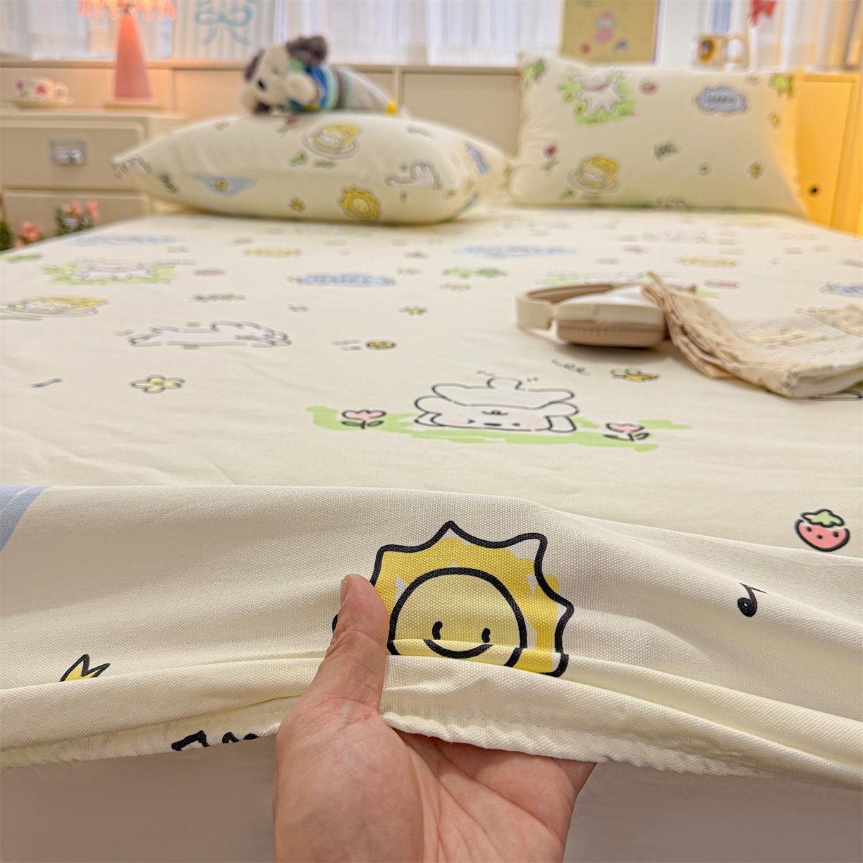 91家纺网 家纺一手货源 找家纺 名兮家居 2026春夏新款A类全棉纯棉老粗布床笠 床笠单件 休闲时光