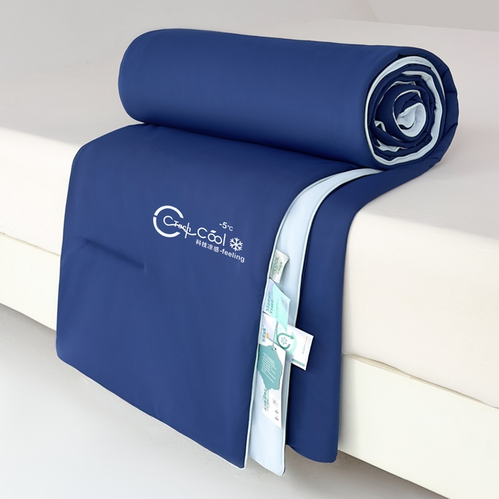 91家纺网 家纺一手货源 找家纺 蓝雀翎 2026新款凉感丝抗菌夏被 深睡蓝