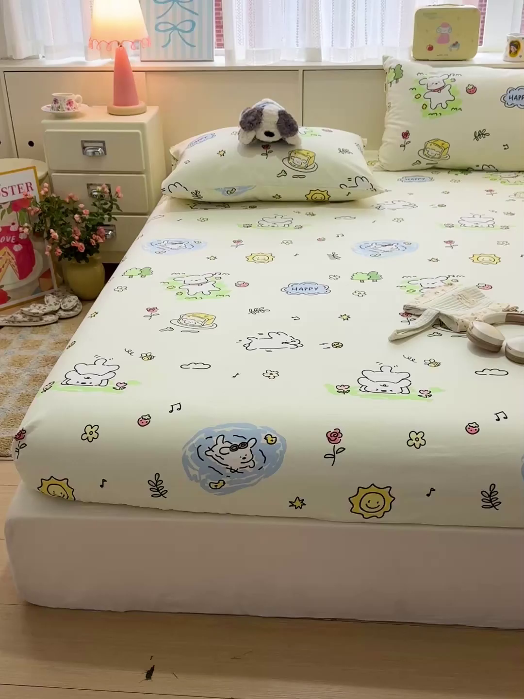 91家纺网 家纺一手货源 找家纺 名兮家居 2026春夏新款A类全棉纯棉老粗布床笠 床笠单件 休闲时光