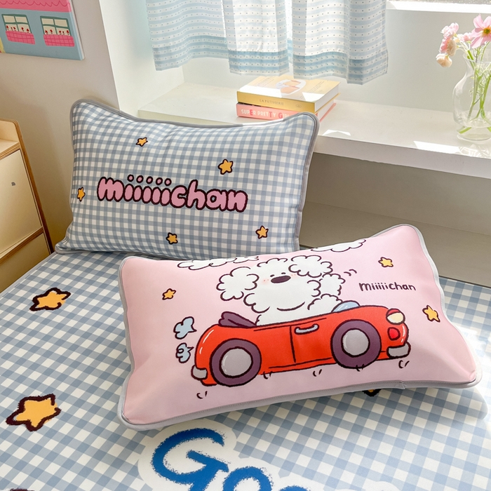 91家纺网 家纺一手货源 找家纺 桃子家居 2026新款正版授权miiiiichan大版数码印花1200D凉席三件套平铺床笠 冰感席miiiiichan-俏皮小狗