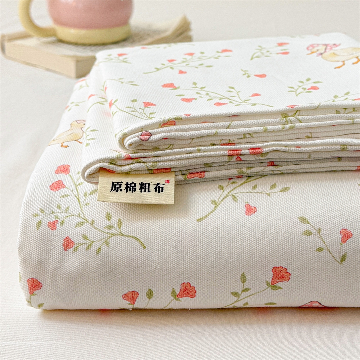91家纺网 家纺一手货源 找家纺 名兮家居 2026春夏新款A类全棉纯棉老粗布床笠 床笠单件 鸭鸭春游