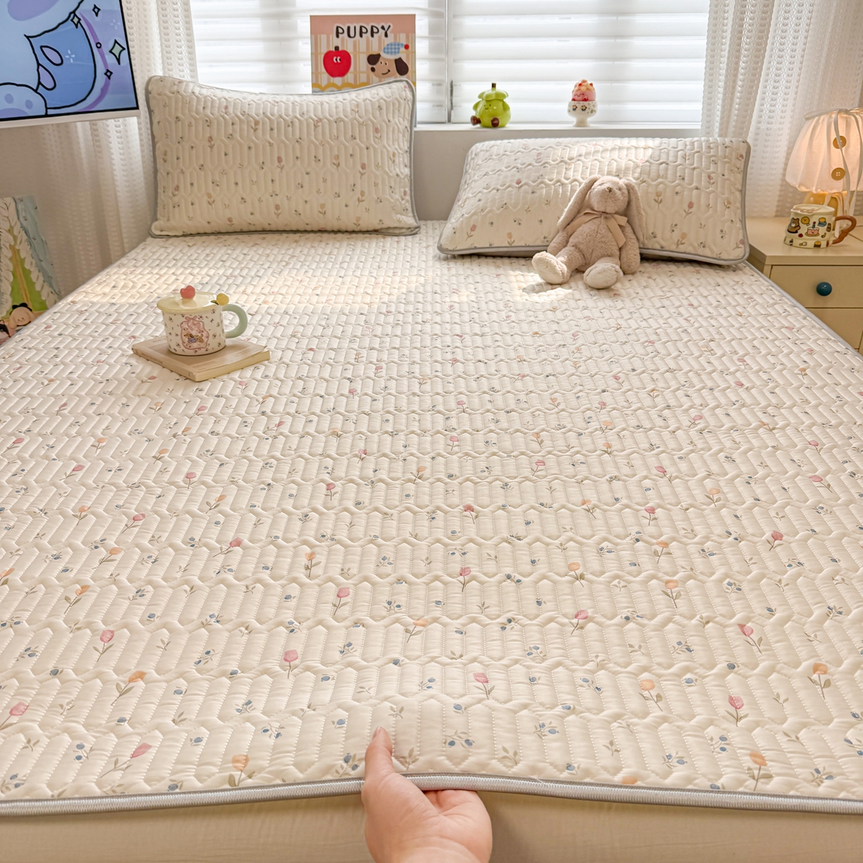 91家纺网 家纺一手货源 找家纺 慕尚家纺 2026新款乳胶凉席夏被空调被夏凉被套装组合 小仙朵儿