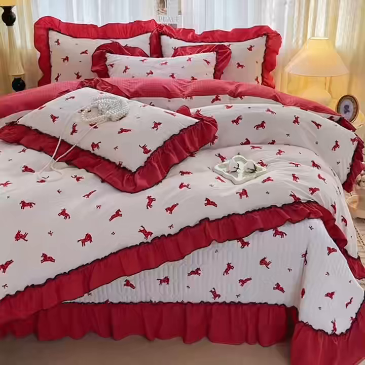 91家纺网 家纺一手货源 找家纺 妮恒美 2026新款法式床盖款四件套 马上成功