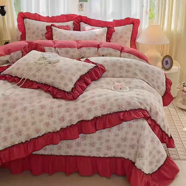 91家纺网 家纺一手货源 找家纺 妮恒美 2026新款法式床盖款四件套 蔷薇意语