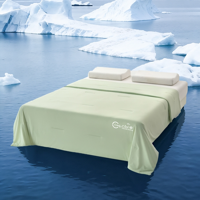 91家纺网 家纺一手货源 找家纺 蓝雀翎 2026新款凉感丝抗菌夏被 浅水绿