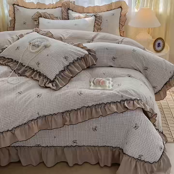 91家纺网 家纺一手货源 找家纺 妮恒美 2026新款法式床盖款四件套 爱意玫瑰