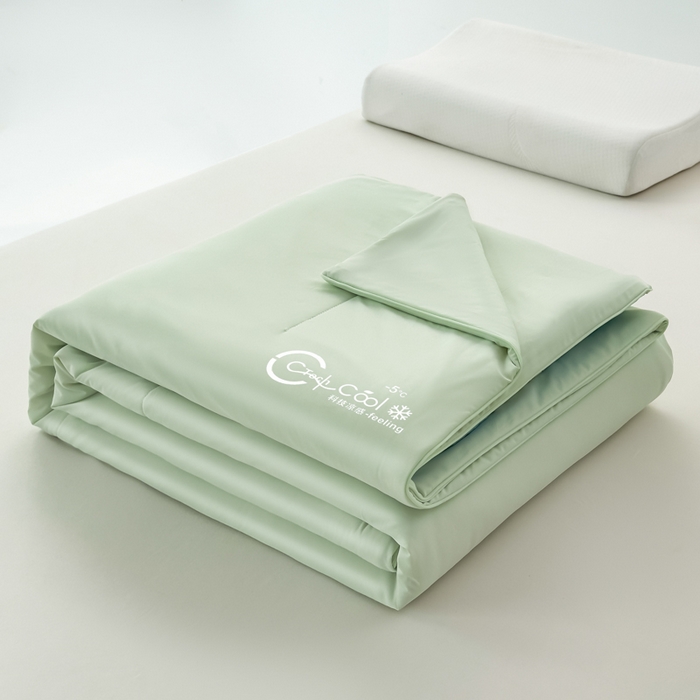 91家纺网 家纺一手货源 找家纺 蓝雀翎 2026新款凉感丝抗菌夏被 浅水绿