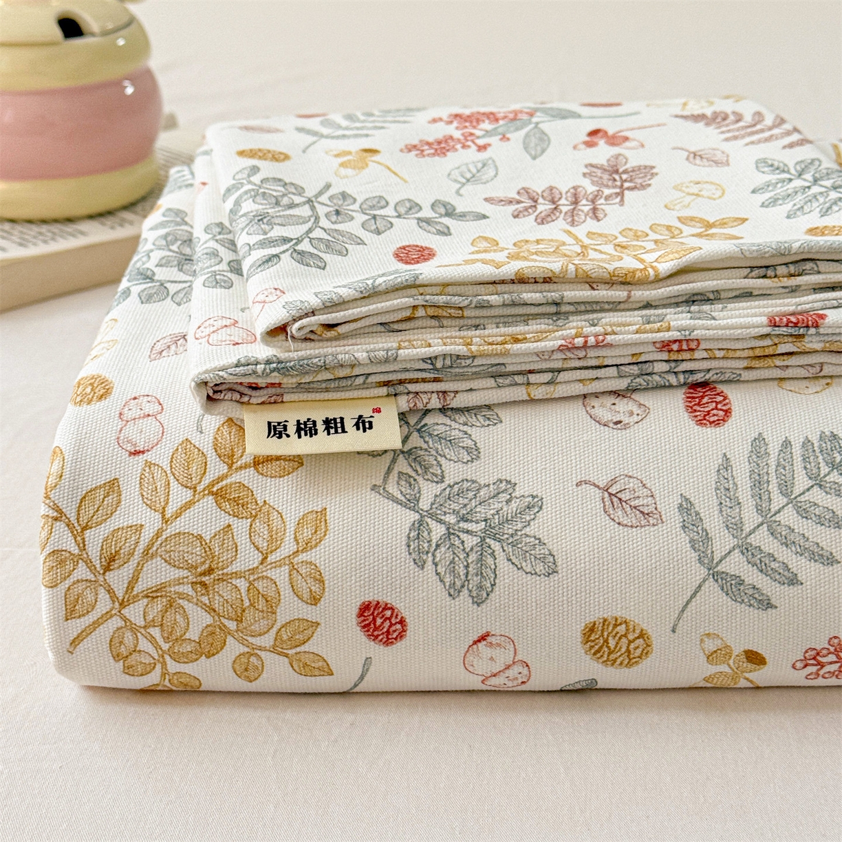 91家纺网 家纺一手货源 找家纺 名兮家居 2026春夏新款A类全棉纯棉老粗布床笠 床笠单件 叶语红果