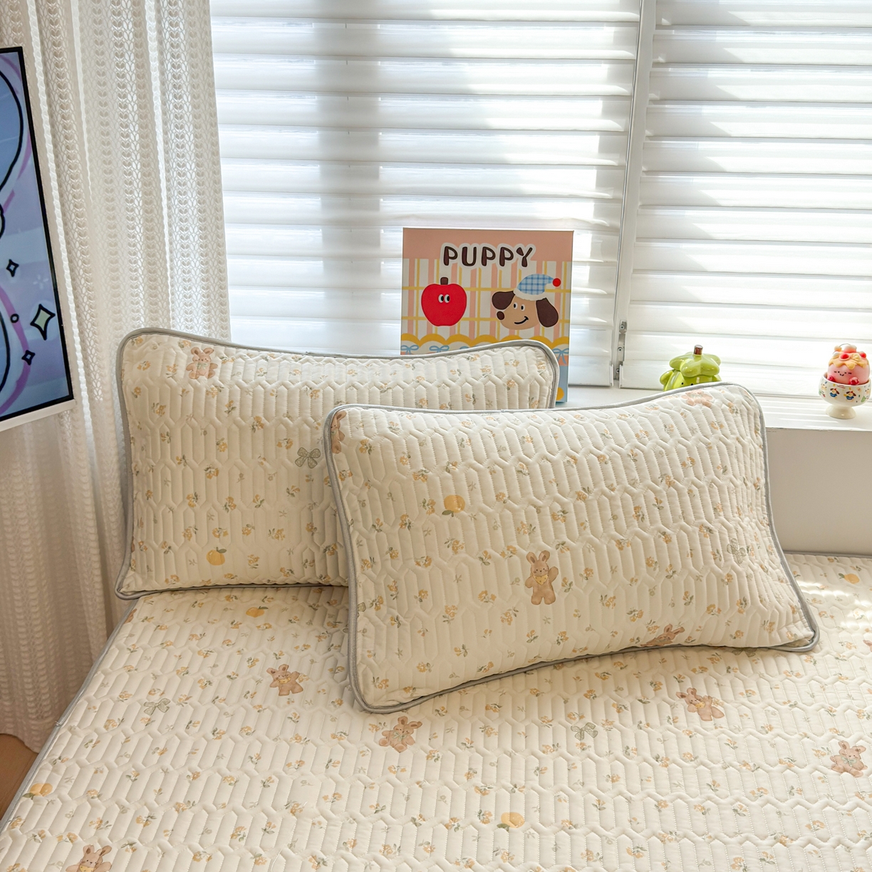 91家纺网 家纺一手货源 找家纺 慕尚家纺 2026新款乳胶凉席夏被空调被夏凉被套装组合 元气小熊