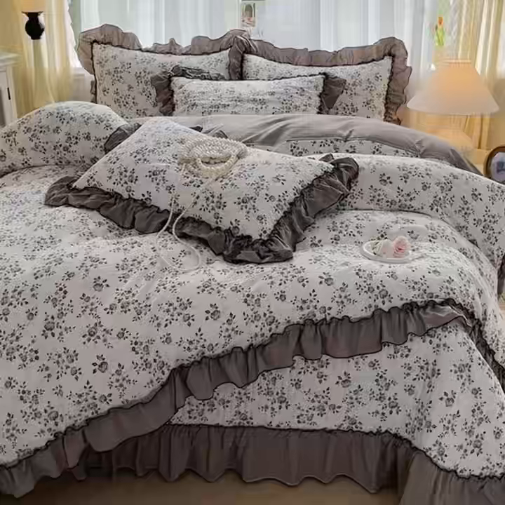 91家纺网 家纺一手货源 找家纺 妮恒美 2026新款法式床盖款四件套 幽幽花香