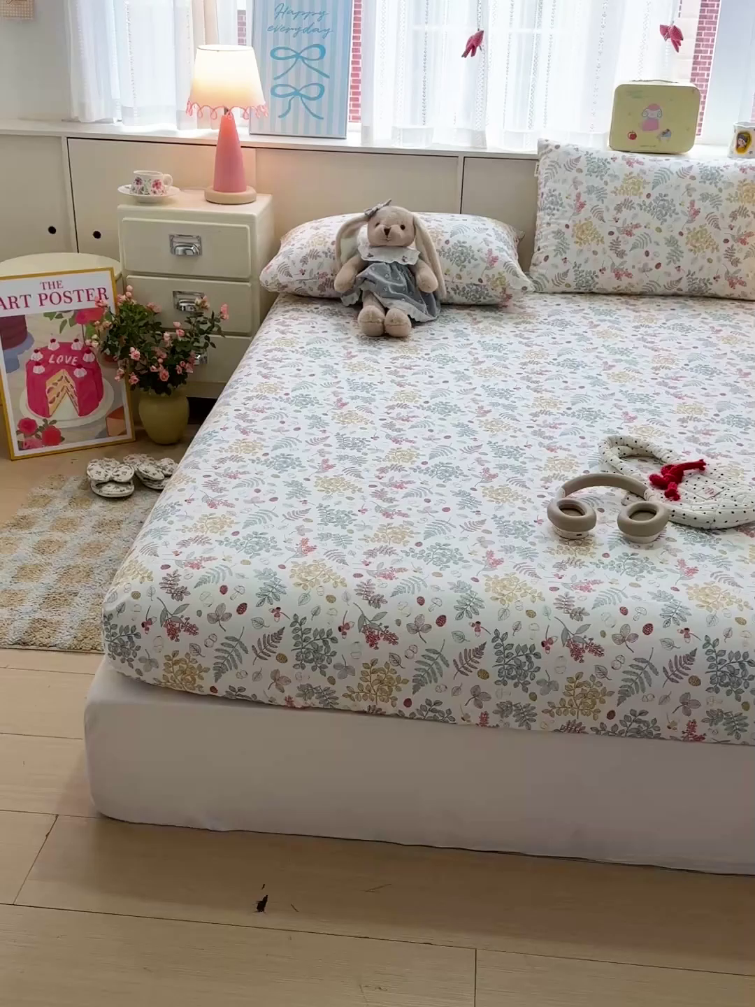 91家纺网 家纺一手货源 找家纺 名兮家居 2026春夏新款A类全棉纯棉老粗布床笠 床笠单件 叶语红果