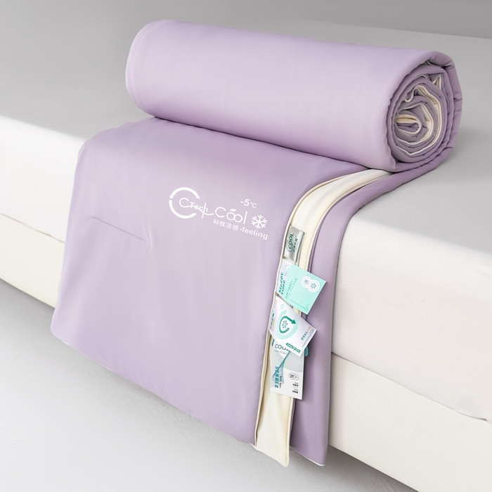 91家纺网 家纺一手货源 找家纺 蓝雀翎 2026新款凉感丝抗菌夏被 柔云紫