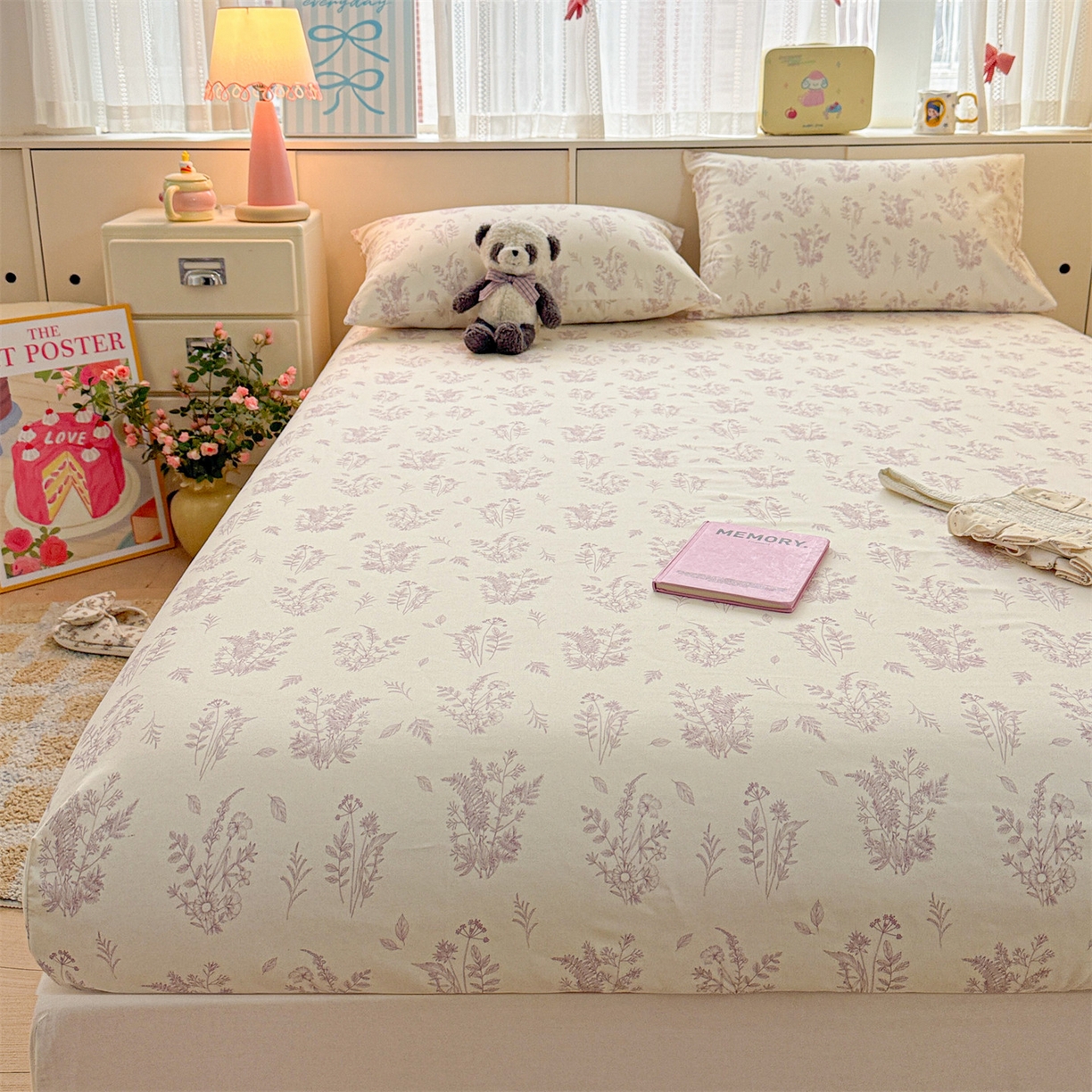 91家纺网 家纺一手货源 找家纺 名兮家居 2026春夏新款A类全棉纯棉老粗布床笠 床笠单件 紫雾