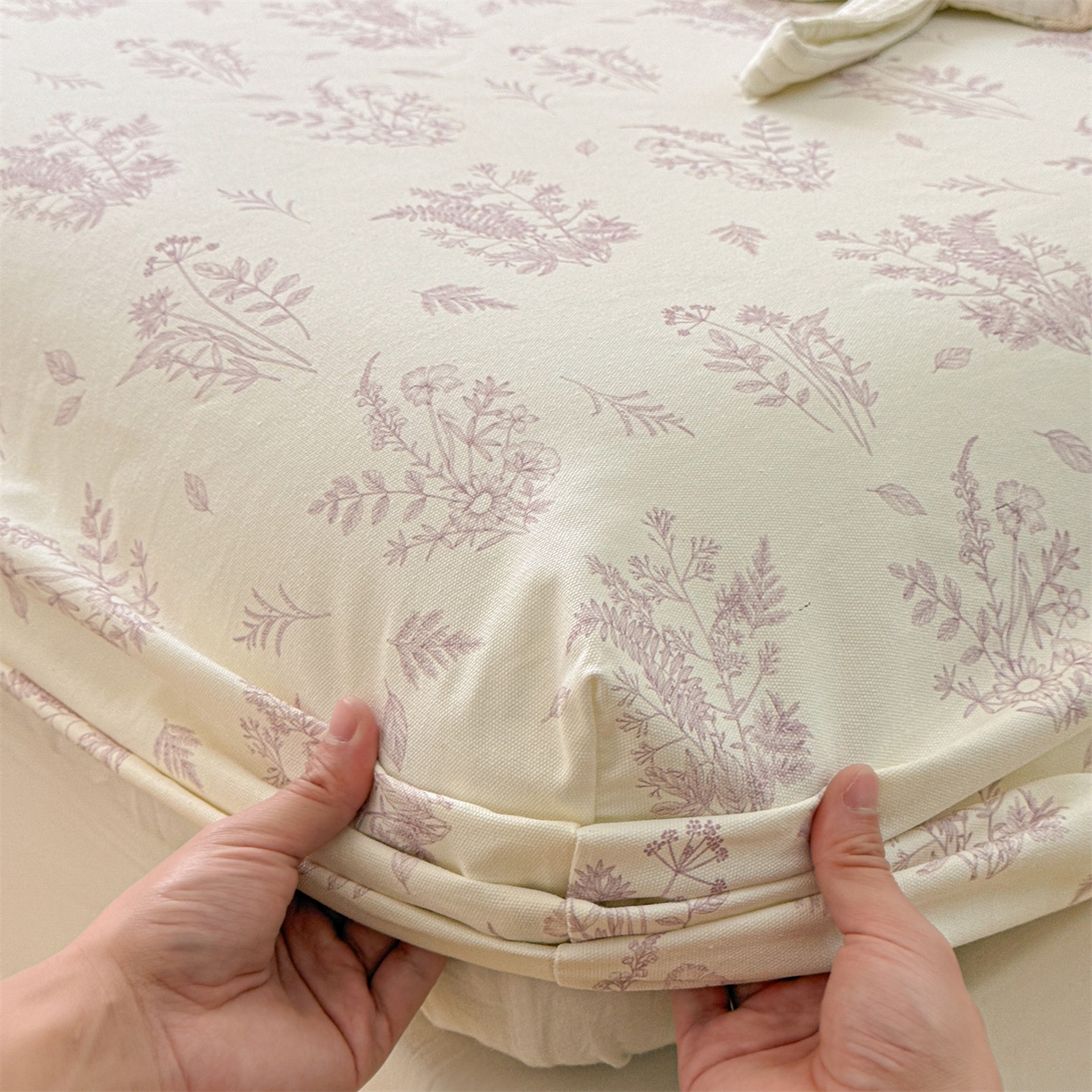 91家纺网 家纺一手货源 找家纺 名兮家居 2026春夏新款A类全棉纯棉老粗布床笠 床笠单件 紫雾