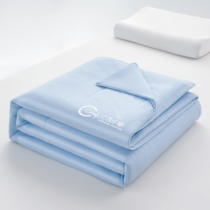 91家纺网 家纺一手货源 找家纺 蓝雀翎 2026新款凉感丝抗菌夏被 天空蓝