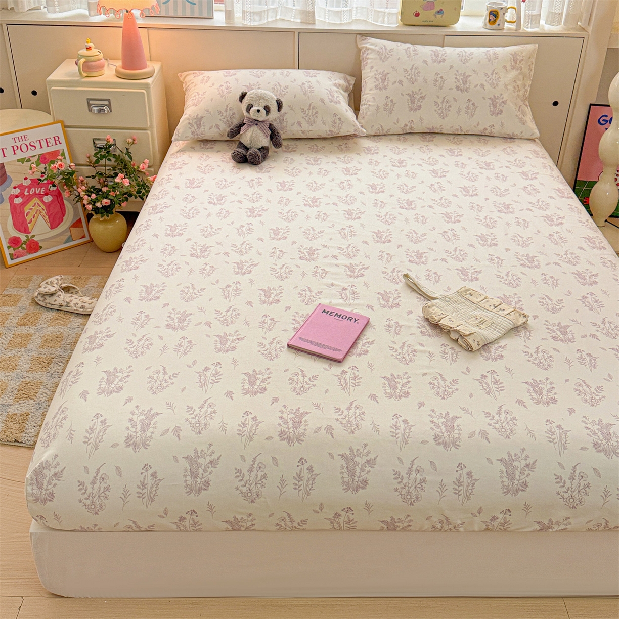 91家纺网 家纺一手货源 找家纺 名兮家居 2026春夏新款A类全棉纯棉老粗布床笠 床笠单件 紫雾